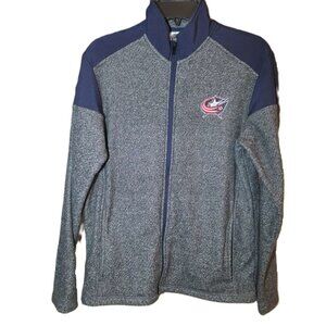 NHL Blue Jackets hockey sweater jacket Men's small Full zipper Blue Gray Warm